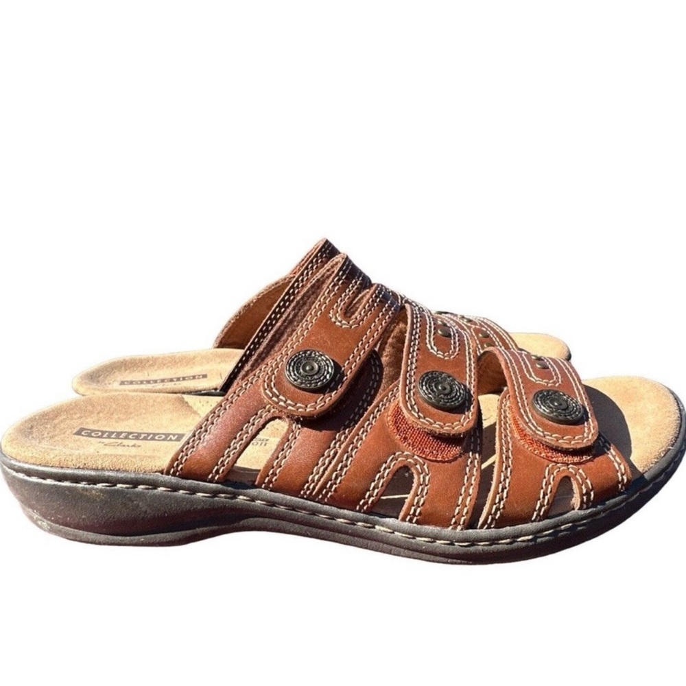 Women’s CLARKS Leisa Lakia Brown Leather Sandals Shoes